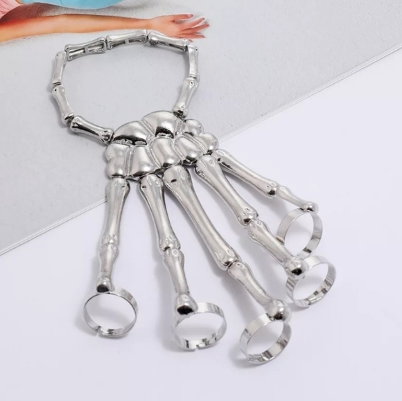 1 Skeleton Hand Bracelet silver tone - Picture 4 of 7